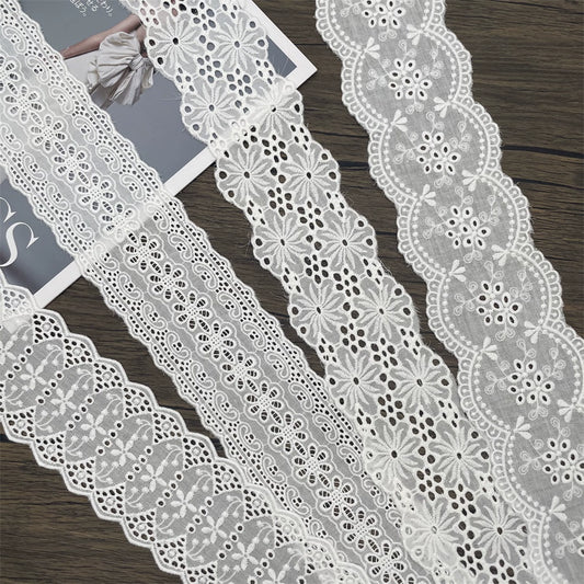 3794 Encaje bordado de algodón blanco de alta calidad para empalme de ropa, material decorativo, correa de hombro, accesorios de joyería