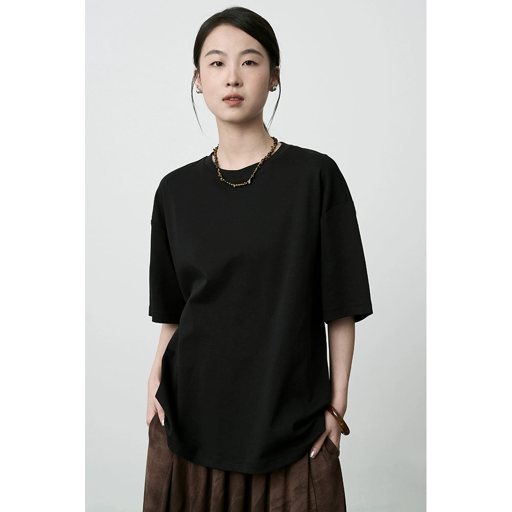 CAREMIND2024 nueva blusa básica de manga corta, holgada y fina, de seis colores, con cuello redondo y mangas cortas para mujer