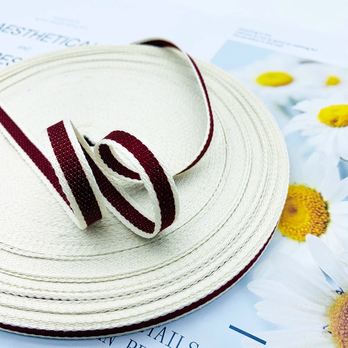 Cinta de jacquard intercolor de rayas de 1 cm, cinta de colores, tira de ribete, tira de prensado para dobladillos de ropa, accesorios de ropa