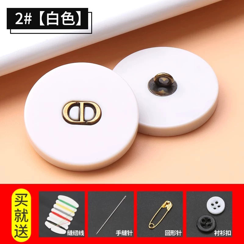 3271★  woolen coat trench coat black button men's and women's clothes top sweater round button suit pajamas button accessories