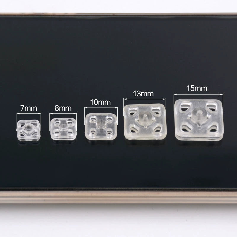 3469★ Botón de camisa invisible cuadrado, botón antiluz, botón oculto transparente, botón de costura manual, botón de plástico pequeño