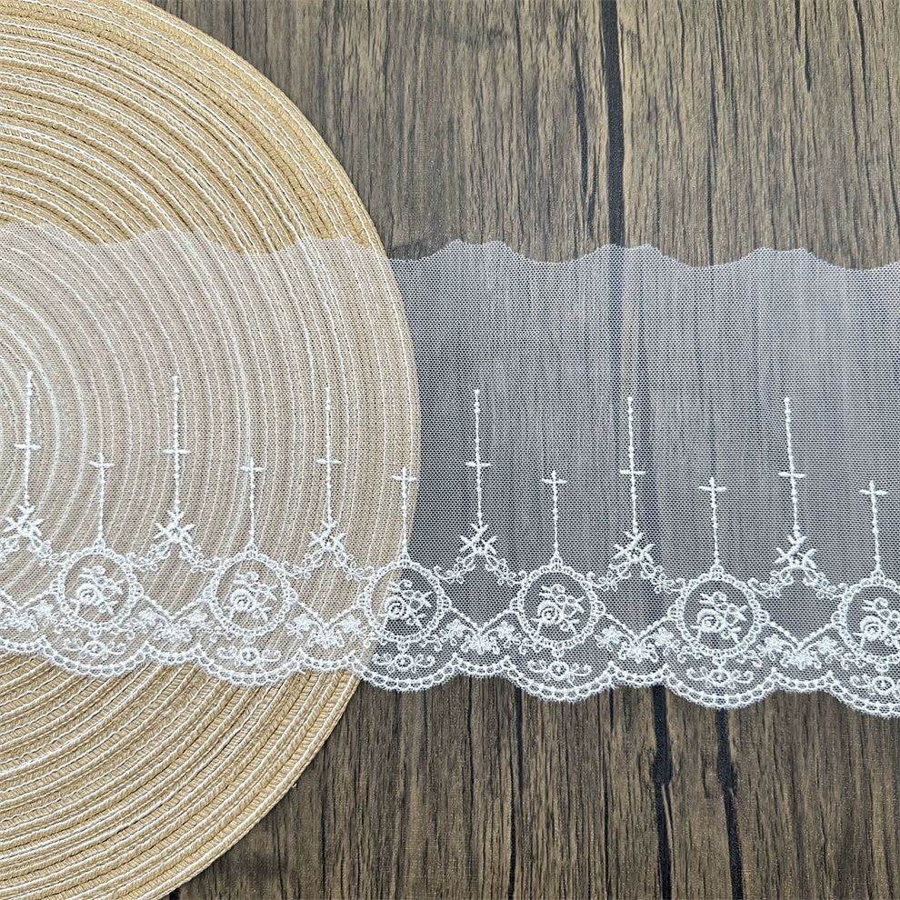 3812 Encaje blanco PT hilo malla bordado encaje accesorios falda vestido de novia cortinas DIY accesorios decorativos de ropa