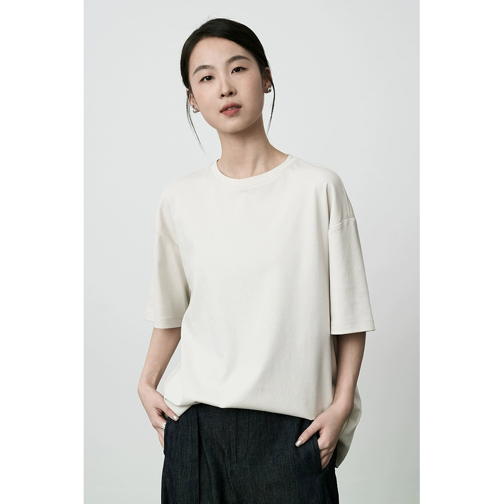 CAREMIND2024 nueva blusa básica de manga corta, holgada y fina, de seis colores, con cuello redondo y mangas cortas para mujer