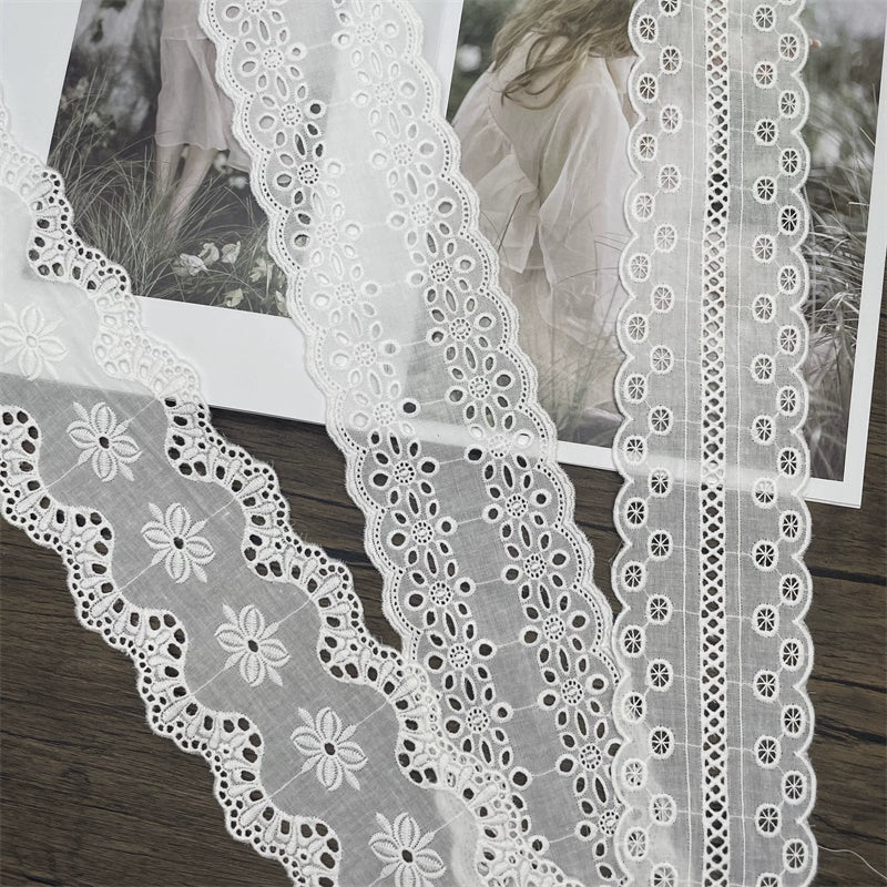 3792 Exquisita y asequible falda bordada de algodón blanco, encaje, cortinas hechas a mano, accesorios de ropa, materiales de costura.