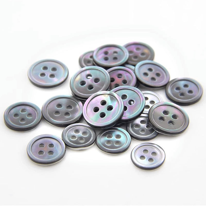 3350★  Shell Button Four Eyes Thin Edge Conch Men's and Women's Versatile Shirt Cardigan Small Button Children's Clothes Sweater Gray Black