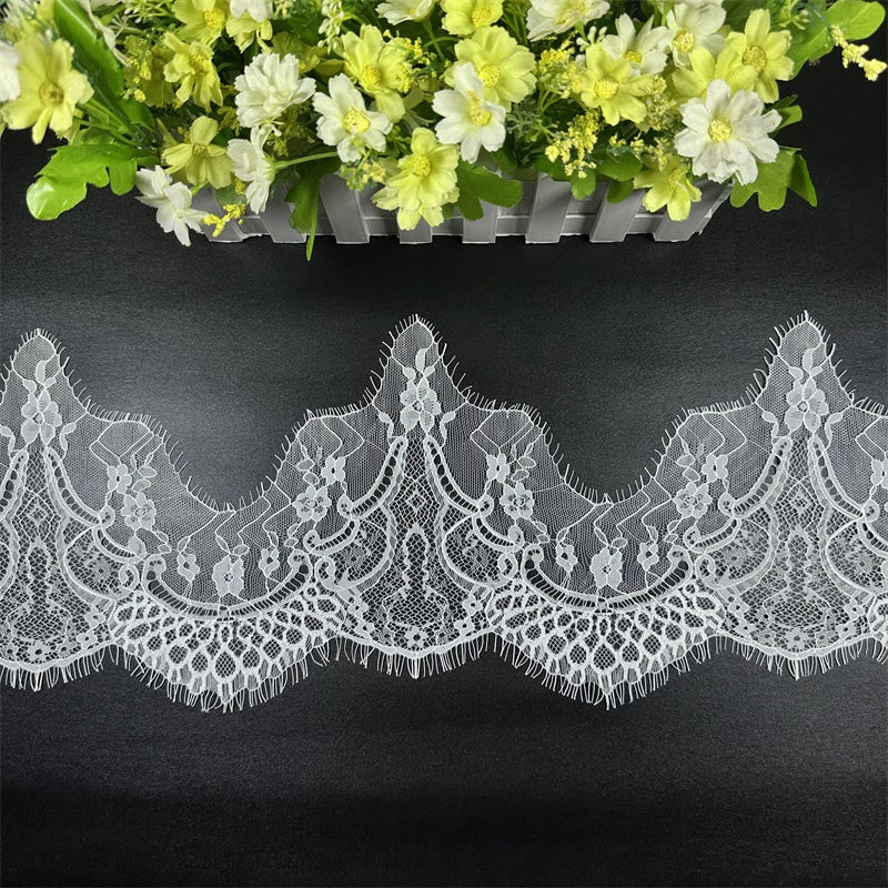 3776 Exquisito encaje de pestañas onduladas irregulares, bricolaje, vestido de novia, falda, costura, velo, cuello, accesorios de costura