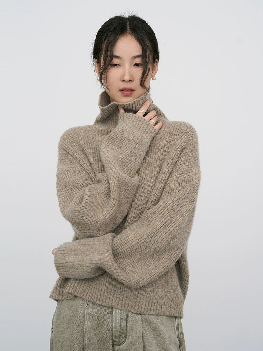 CAREMIND Elegante suéter suelto verde bosque profundo para mujer, suéter de punto japonés retro súper rentable