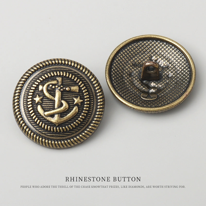 3230★ Anchor metal coat trench coat button top jacket suit gold button sweater decorative retro bronze buttons