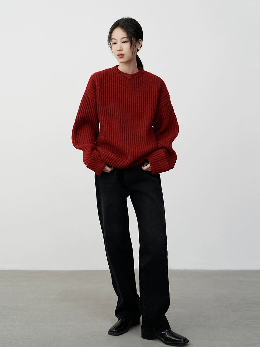 Suéter de punto con diseño de estilo perezoso y atmósfera festiva roja navideña de CAREMIND/cubierta de cuello extraíble