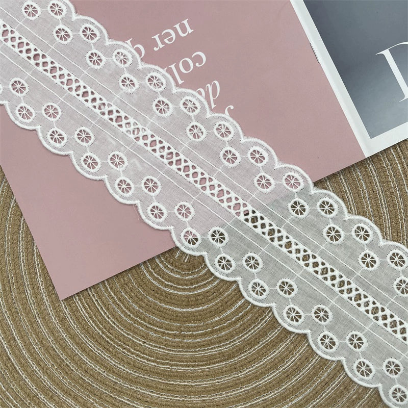 3792 Exquisita y asequible falda bordada de algodón blanco, encaje, cortinas hechas a mano, accesorios de ropa, materiales de costura.