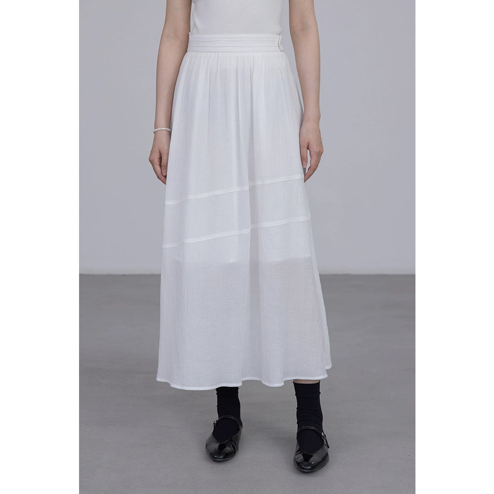 Conjunto de dos piezas de camisa de manga larga con colgante CAREMIND 24SS + falda en forma de A, sal de textura oscura