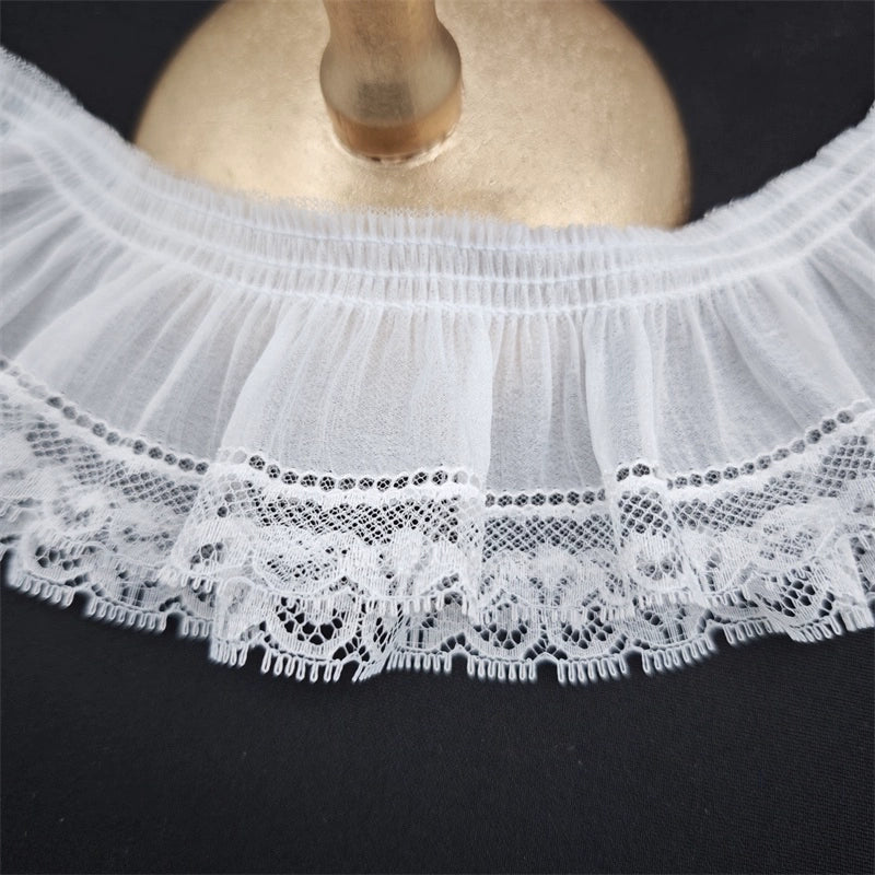 3839 ancho 8cm gasa elástica plisada volante encaje hecho a mano DIY tela ropa encaje accesorios decorativos