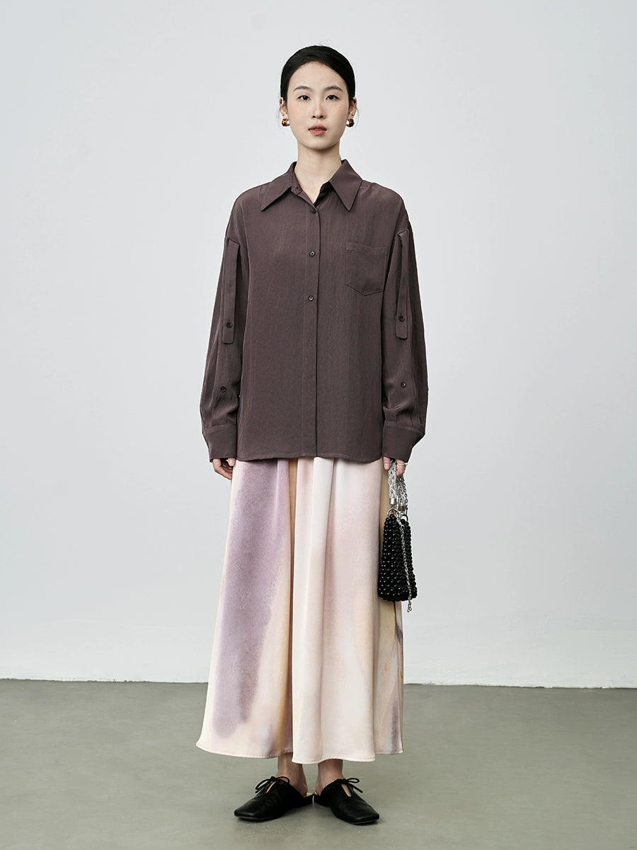 Camisa informal holgada de manga larga estilo retro de CAREMIND, camisa ligera de lujo con solapa versátil, ropa para mujer