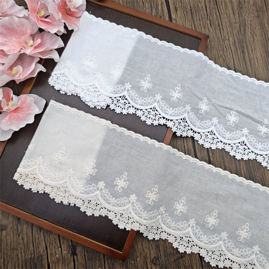 Encaje bordado con borde de algodón de alta calidad, 3784 cm de ancho y 14 cm de ancho, para ropa de bebé, falda, empalme de cortina para el hogar, accesorios de empalme