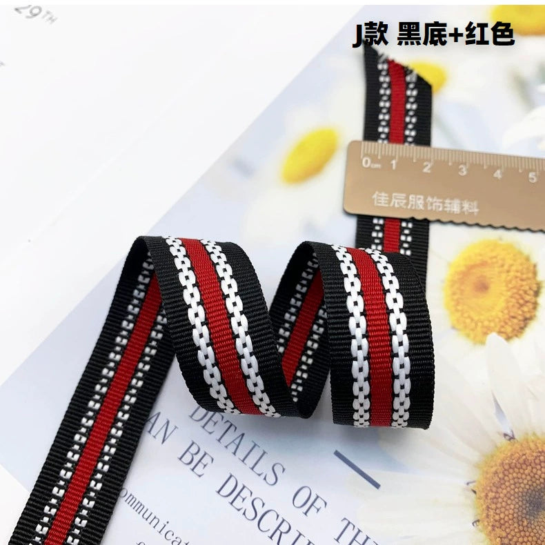 3857 Tiras de borde de cinta jacquard de punto de salto de rayas de color de 2 cm, ribete de borde de pantalones, tiras laterales, textiles para el hogar, accesorios de ropa