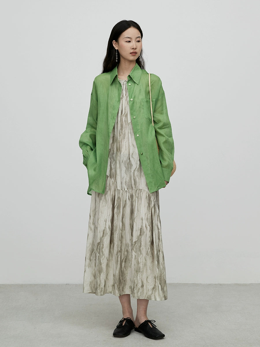 CAREMIND vacaciones en la playa hermoso vestido de cuello nuevo chino mancha sin mangas vestido de largo medio verano