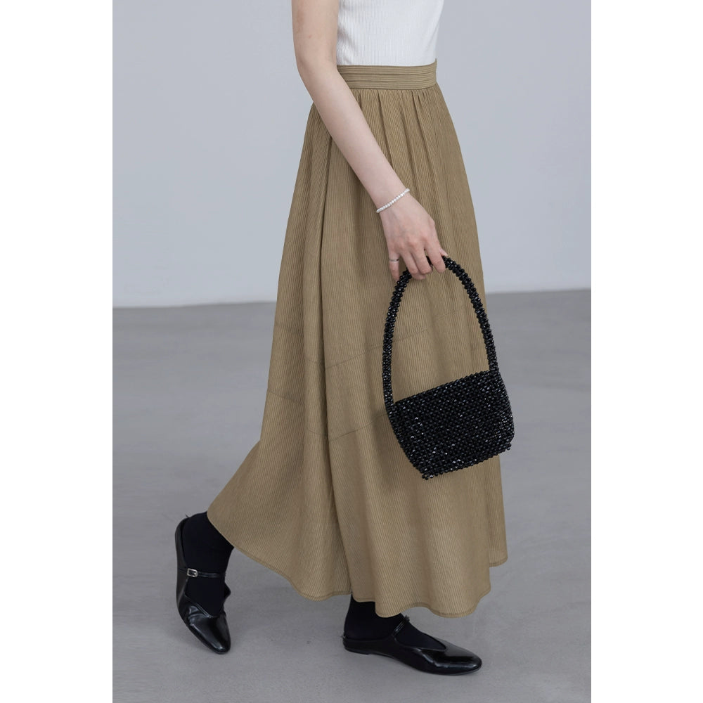 Conjunto de dos piezas de camisa de manga larga con colgante CAREMIND 24SS + falda en forma de A, sal de textura oscura