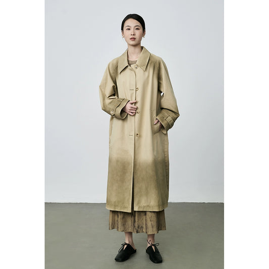 CAREMIND Trench-coat silhouette classique pour femme, couleur frite, artisanat haut de gamme, manteau moyen et long