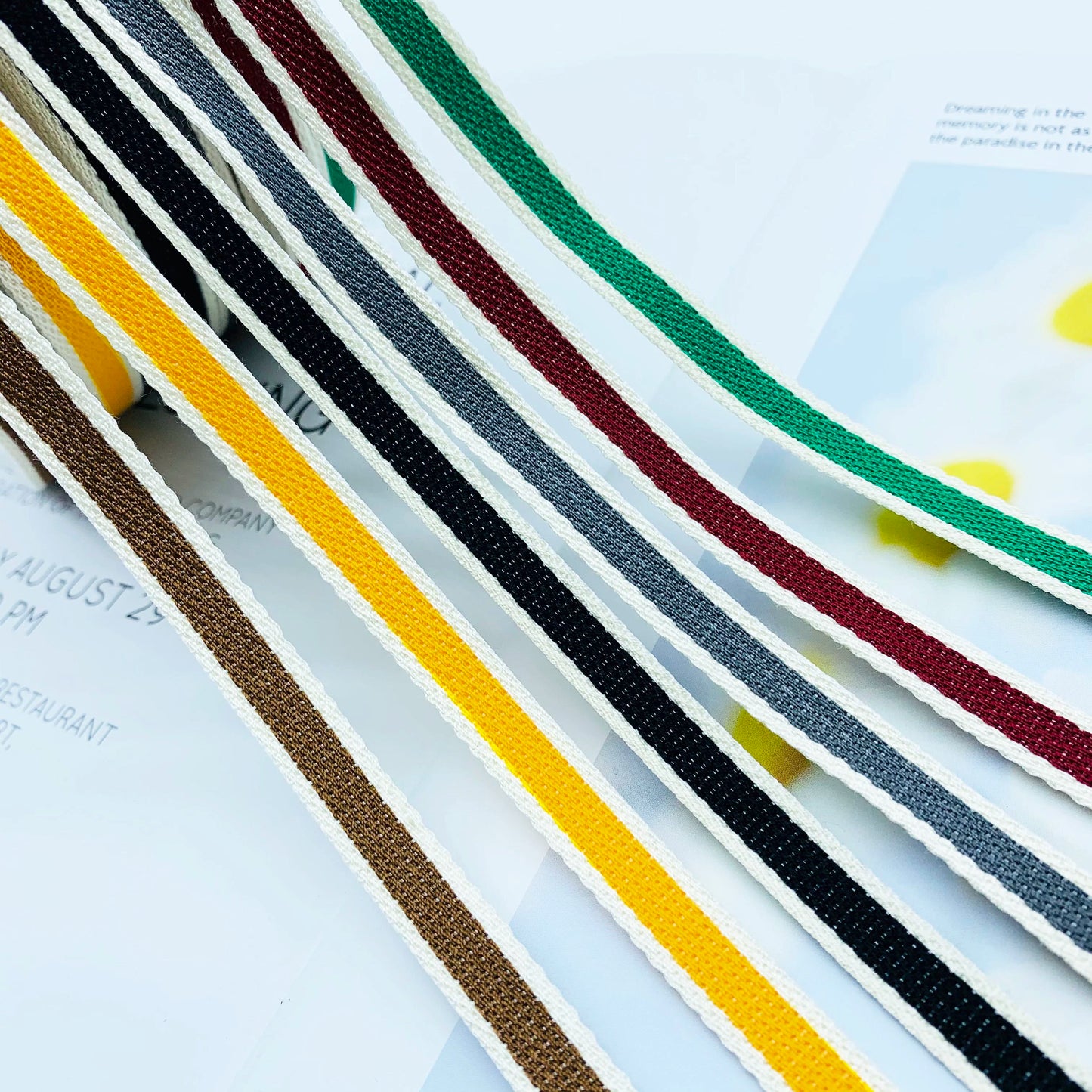 Cinta de jacquard intercolor de rayas de 1 cm, cinta de colores, tira de ribete, tira de prensado para dobladillos de ropa, accesorios de ropa