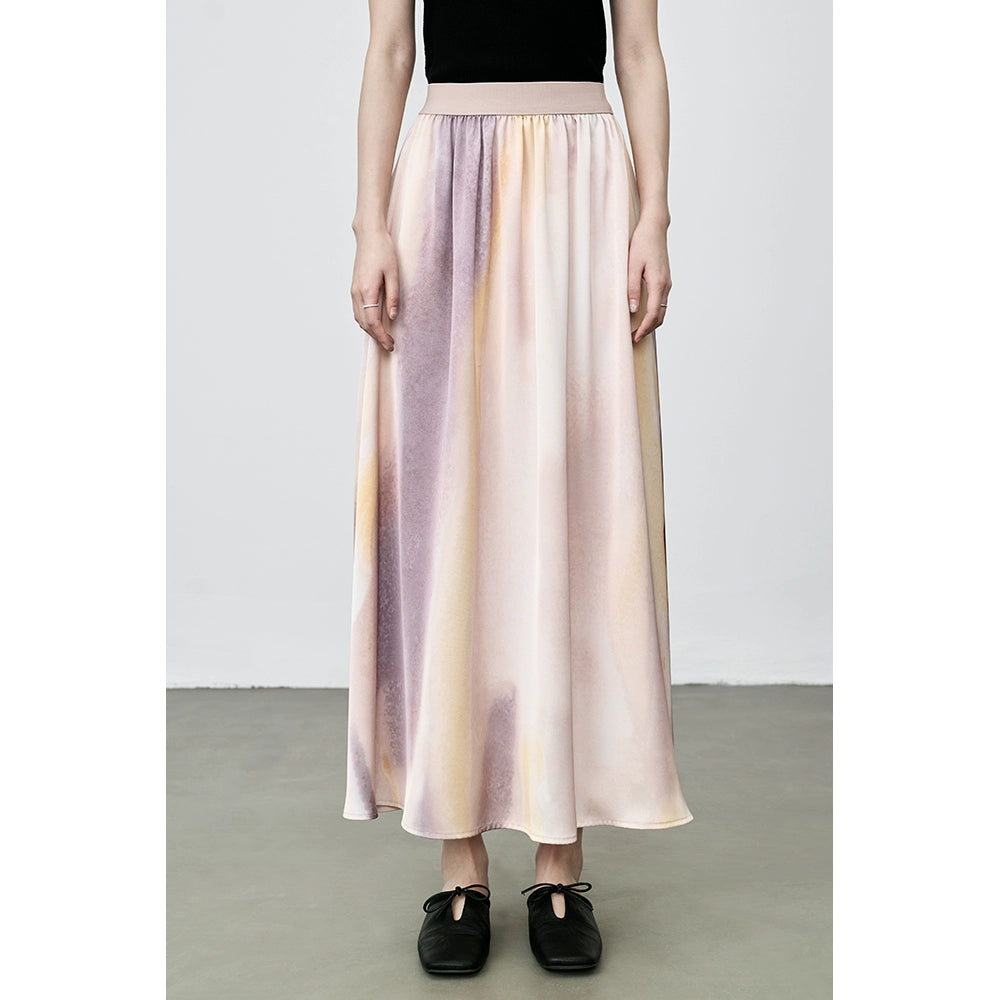 CAREMIND Falda manchada de color sal gran péndulo industria pesada Un personaje literario suave vestido largo