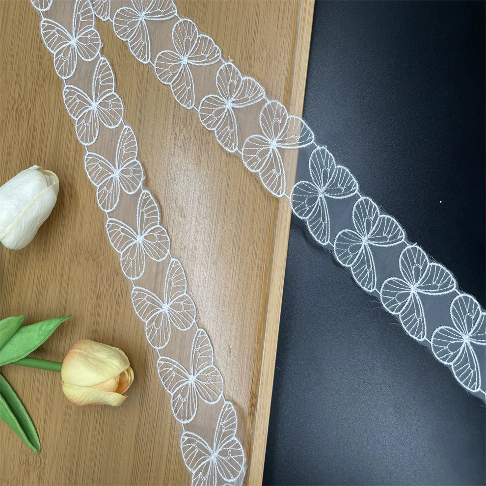 3817 Encaje de organza, accesorios de encaje de flores de mariposa hechos a mano, decoración DIY soluble en agua, materiales para ropa, vestidos de novia y bodas.