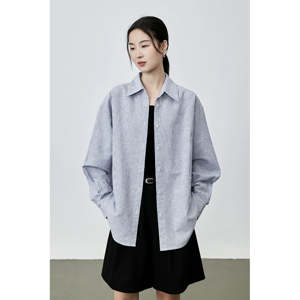 Camisa de lino transpirable con textura de manga larga Mambo Mint de CAREMIND