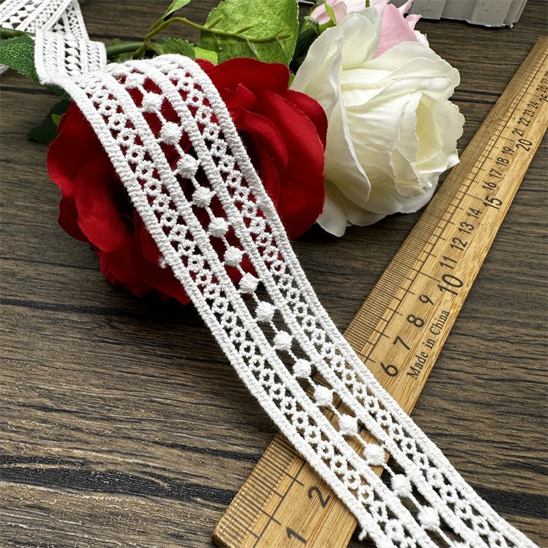 3831 Encaje de algodón puro soluble en agua blanco, bordado, falda de cortina, ropa de muñeca, textiles para el hogar, accesorios de tela decorativos