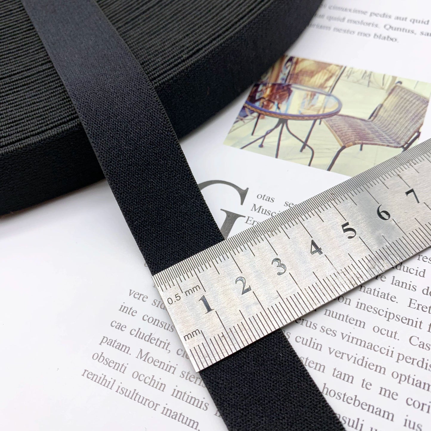 3869 1-3,8 cm banda elástica de nailon puro engrosada de gamuza negra, accesorios de alta elasticidad, cinturilla deportiva de yoga, cuerda de goma