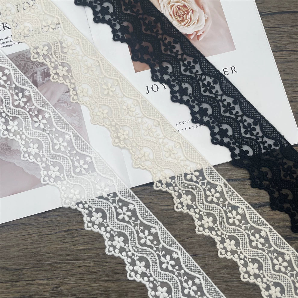 3818 Ropa popular Hilo de malla suave Accesorios hechos a mano Materiales de costura Oferta especial Encaje encaje tela de algodón puro bordado por computadora