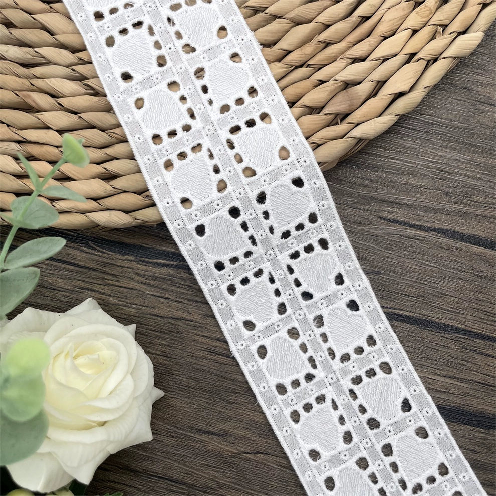 3803 Ropa de bebé de encaje bordado con borde de algodón retro de alta calidad, empalme de cuello de falda, accesorios de empalme de cortinas para el hogar