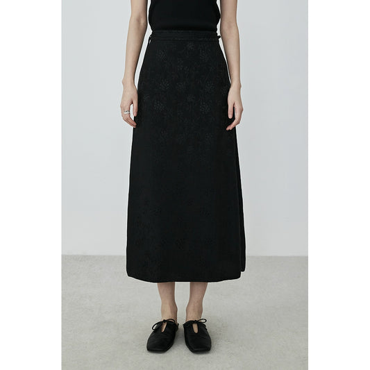 Falda de cintura alta de satén de acetato de CAREMIND para mujer, falda de un solo paso con estampado oscuro, ligera, de lujo, de verano, versátil, para industria pesada