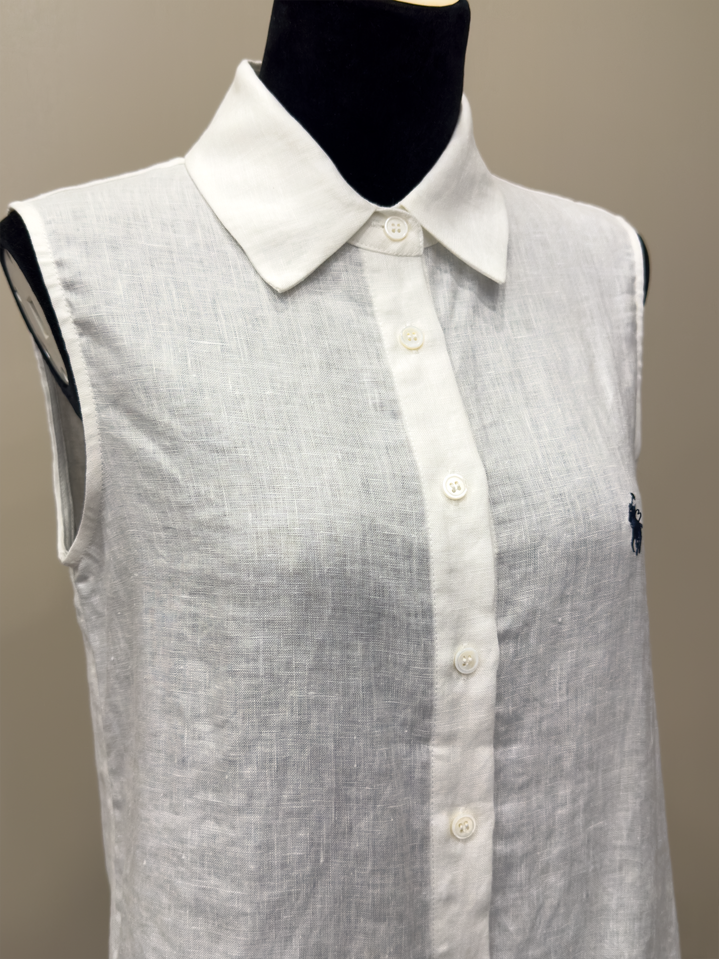 8027★ old money style simple polo collar sleeveless shirt women's 25 new casual versatile linen embroidered top