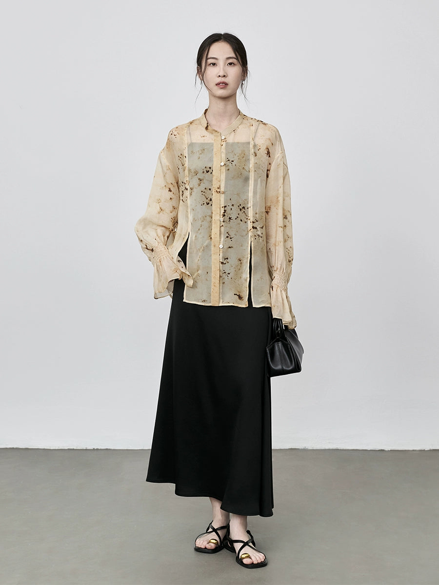 Falda de cola de pez de ácido acético de color sólido CAREMIND, falda de satén suave y sedosa, falda fina de una palabra, falda mediana y larga