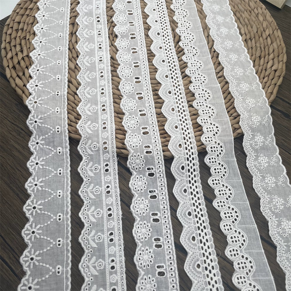 3797 Tela de algodón puro de alta calidad con borde hueco y encaje ondulado, ropa de muñeca DIY, falda, ropa, empalme, accesorios para el hogar