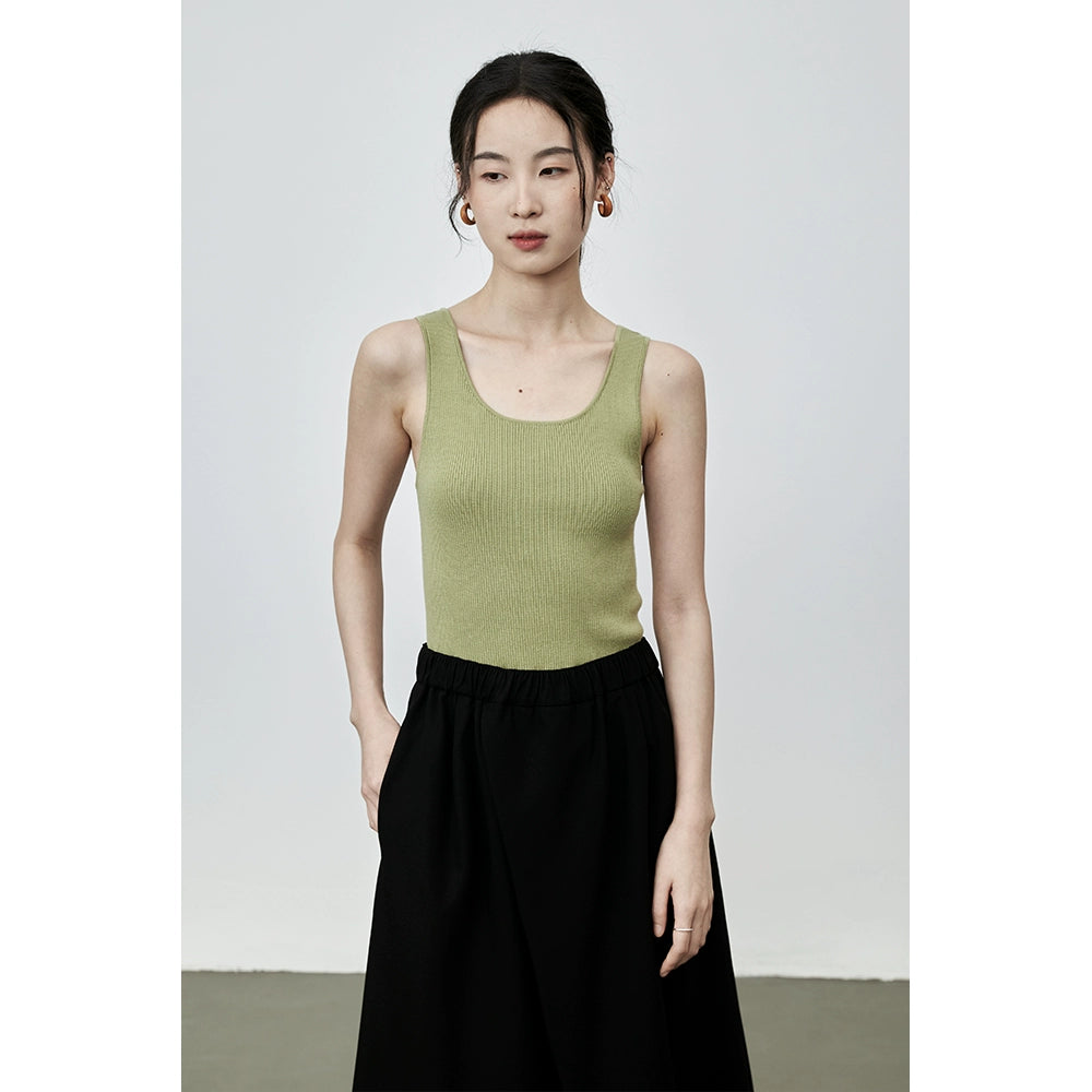 Chaleco de punto sin mangas de cinco colores de seda CAREMIND con cuello en U y parte superior ajustada de verano en la espalda