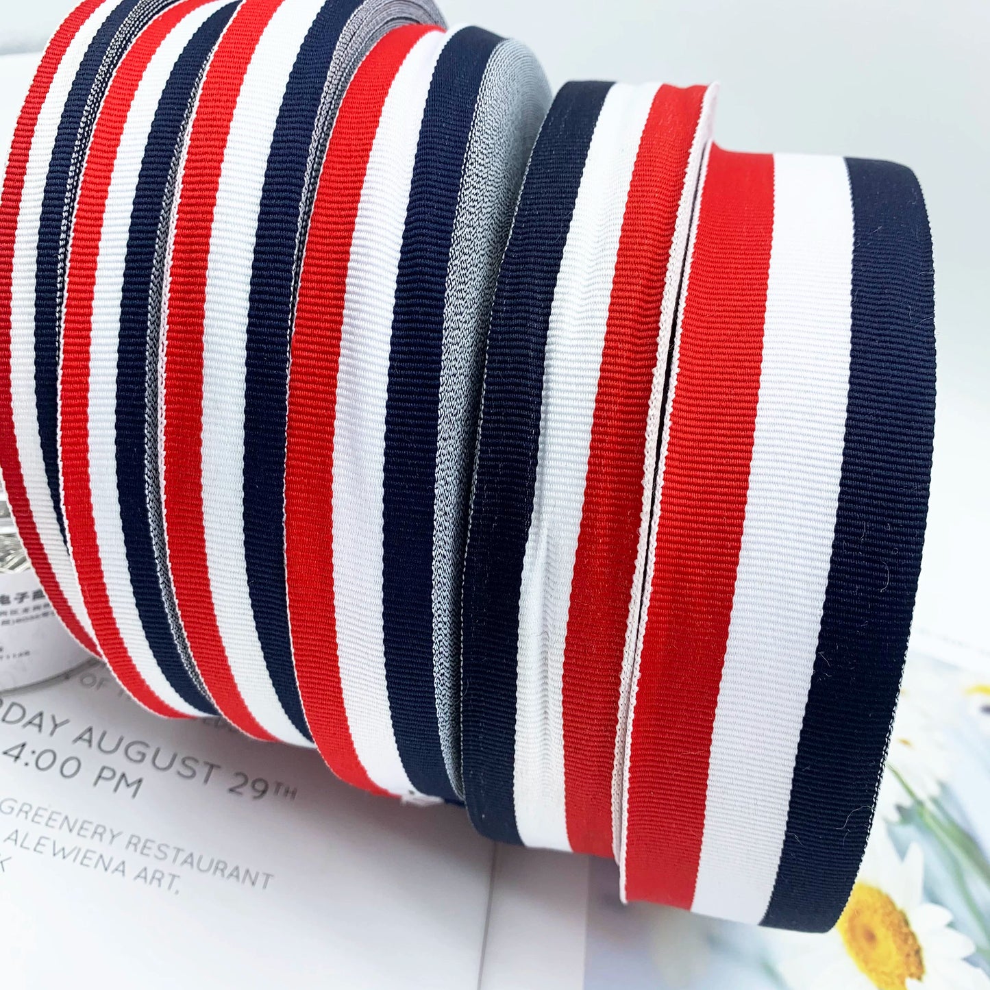 3887 Punto 1-4 cm, cintas a juego en colores rojo, blanco, azul marino y azul, tiras de ribete, tiras de presión de bordes, tiras laterales, joyería, accesorios textiles para el hogar