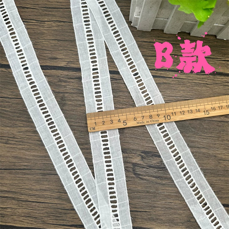 3800 Exquisito ribete de algodón puro japonés y coreano, tela de encaje bordado para escaleras, accesorios de encaje decorativos para empalme de ropa hechos a mano