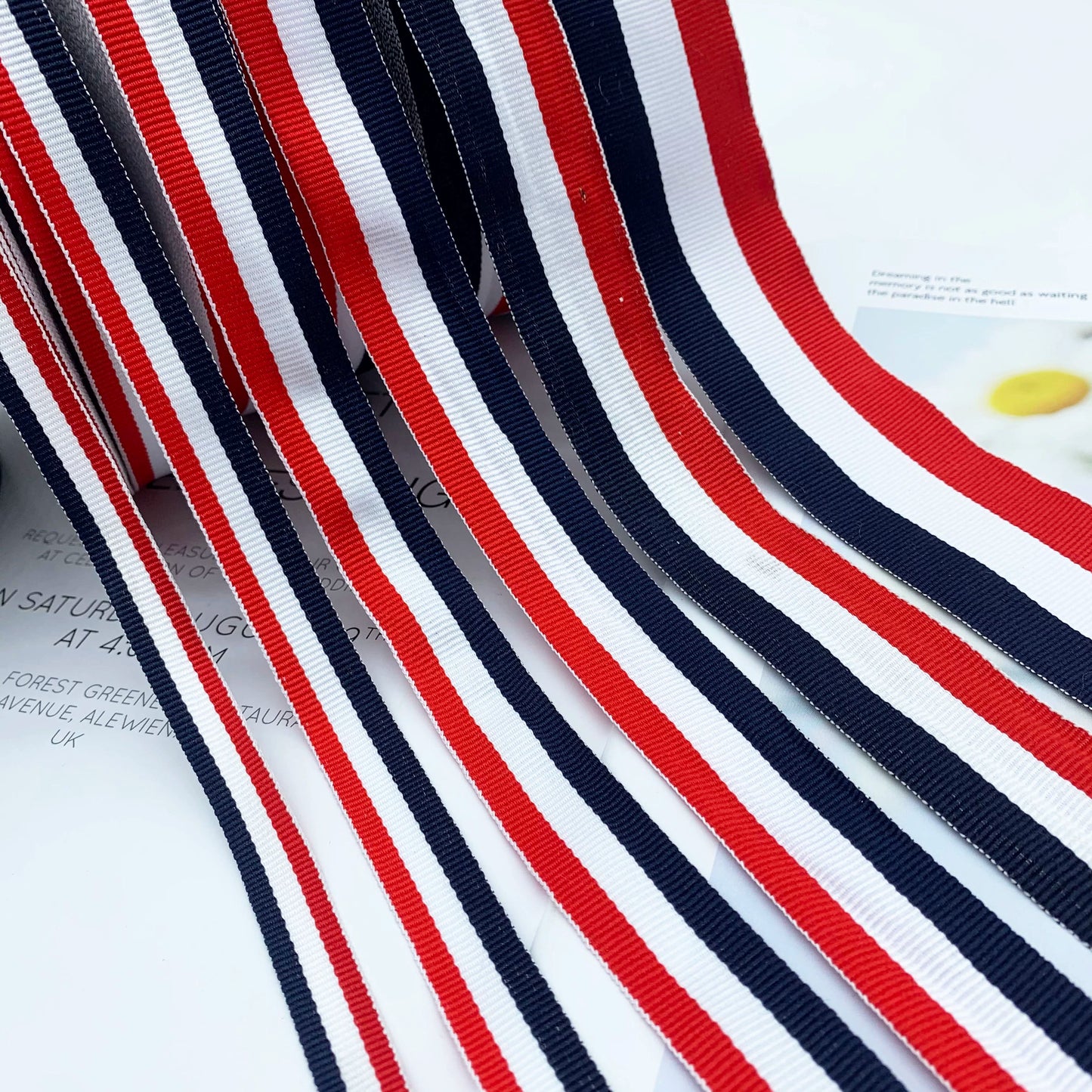 3887 Punto 1-4 cm, cintas a juego en colores rojo, blanco, azul marino y azul, tiras de ribete, tiras de presión de bordes, tiras laterales, joyería, accesorios textiles para el hogar