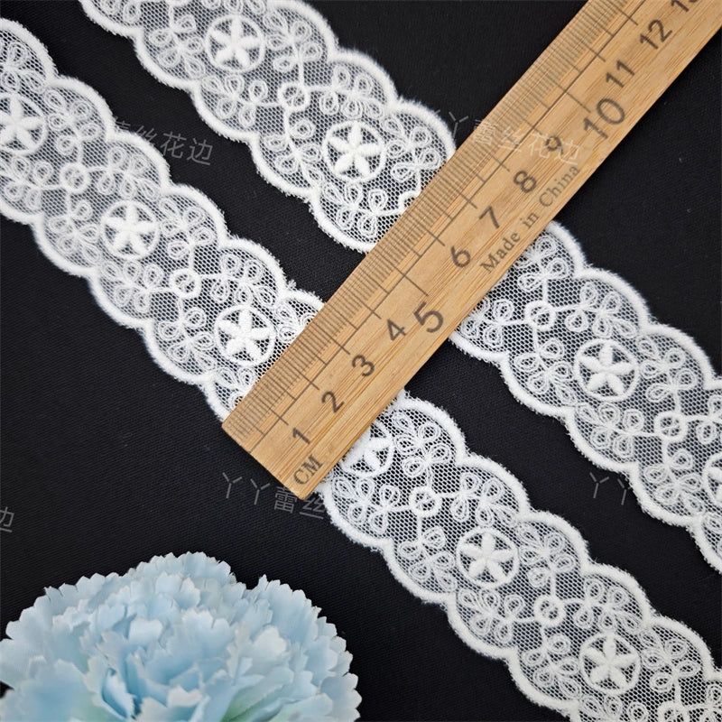 3808 Nuevos accesorios de ropa de encaje bordado de malla, materiales de tela hechos a mano para bricolaje, ropa de bebé, encaje Lolita