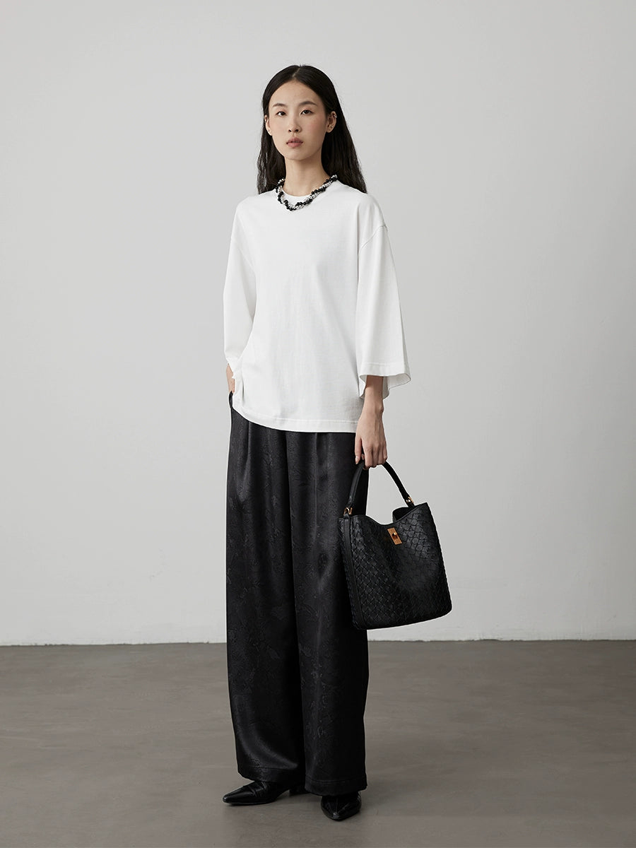 T-shirt à manches courtes et col rond pour femme, haut décontracté et polyvalent, en pur coton, confortable et ample, quatre couleurs, CAREMIND