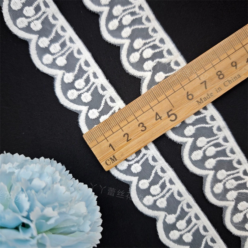 3807 Exquisitos accesorios de ropa de encaje bordado de malla, puños de ropa hechos a mano DIY, ropa de bebé, encaje Lolita