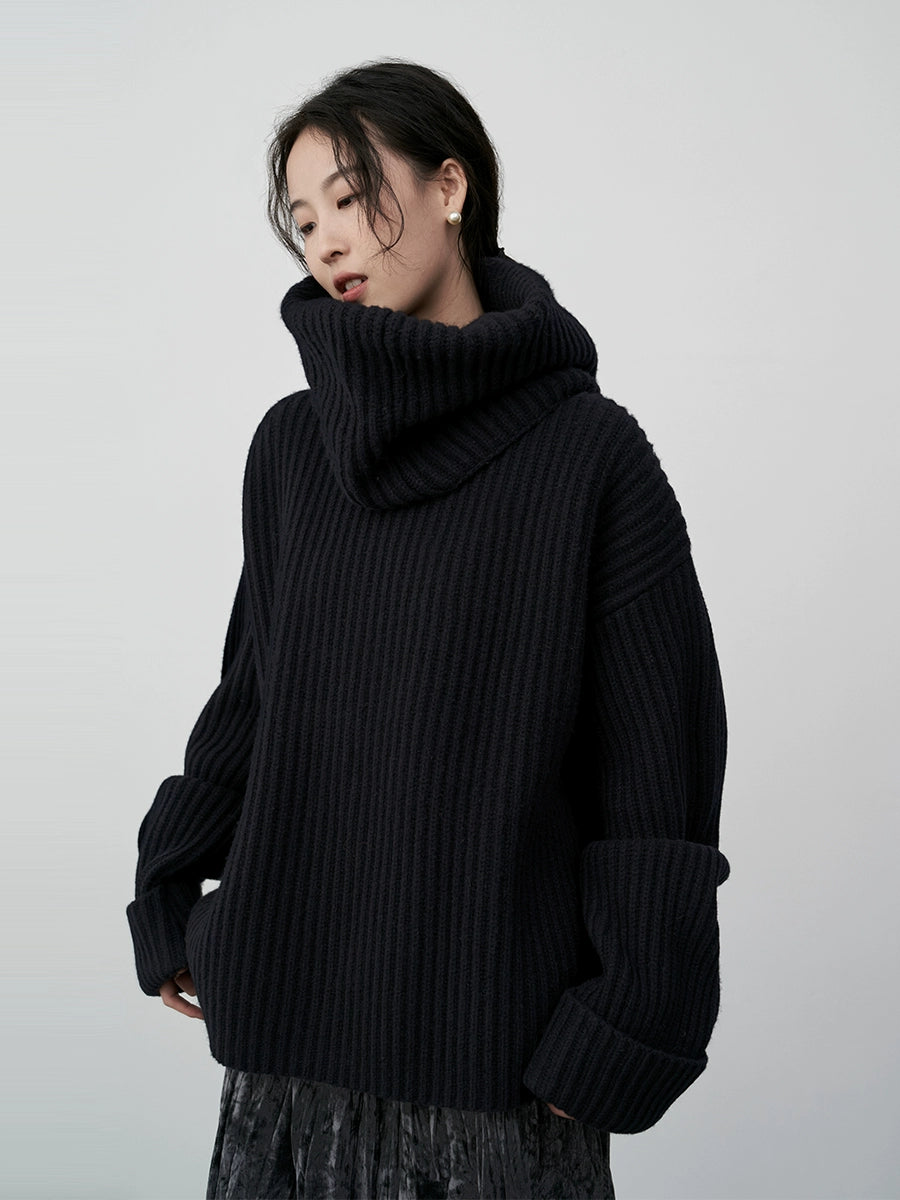 Suéter de punto con diseño de estilo perezoso y atmósfera festiva roja navideña de CAREMIND/cubierta de cuello extraíble