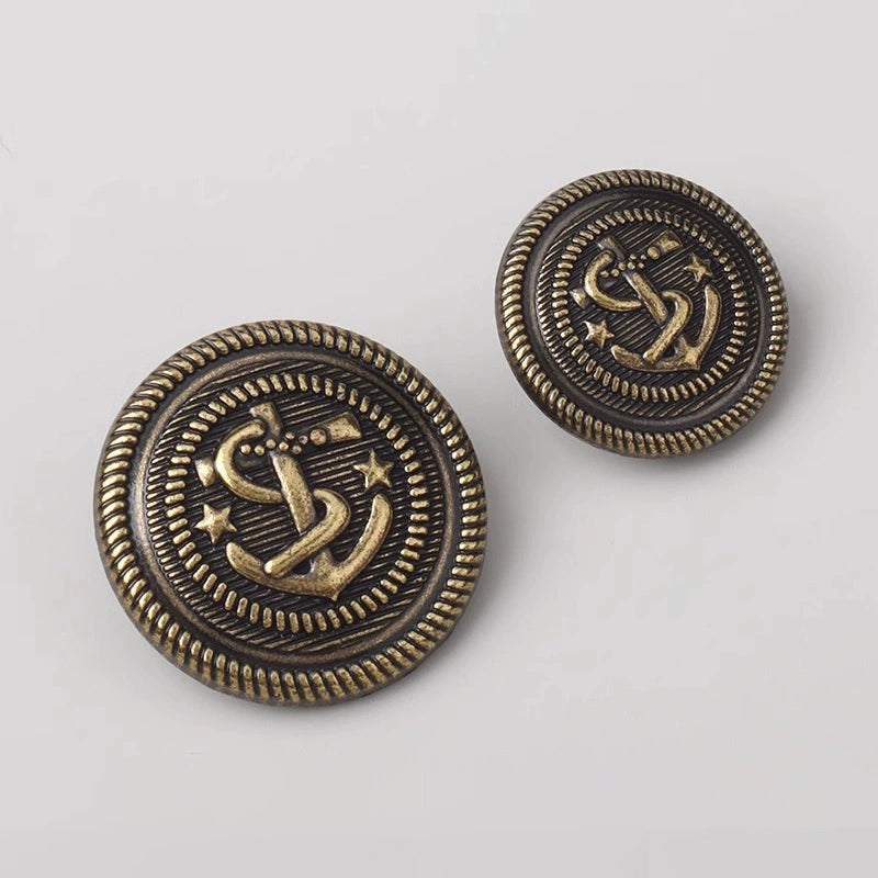 3230★ Anchor metal coat trench coat button top jacket suit gold button sweater decorative retro bronze buttons