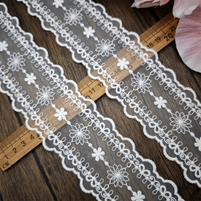 3820 Tissu en dentelle brodée avec ourlet en maille exquise, vêtements de bricolage, vêtements pour bébé, bretelles, robe de mariée, vêtements pour enfants, accessoires d'épissure