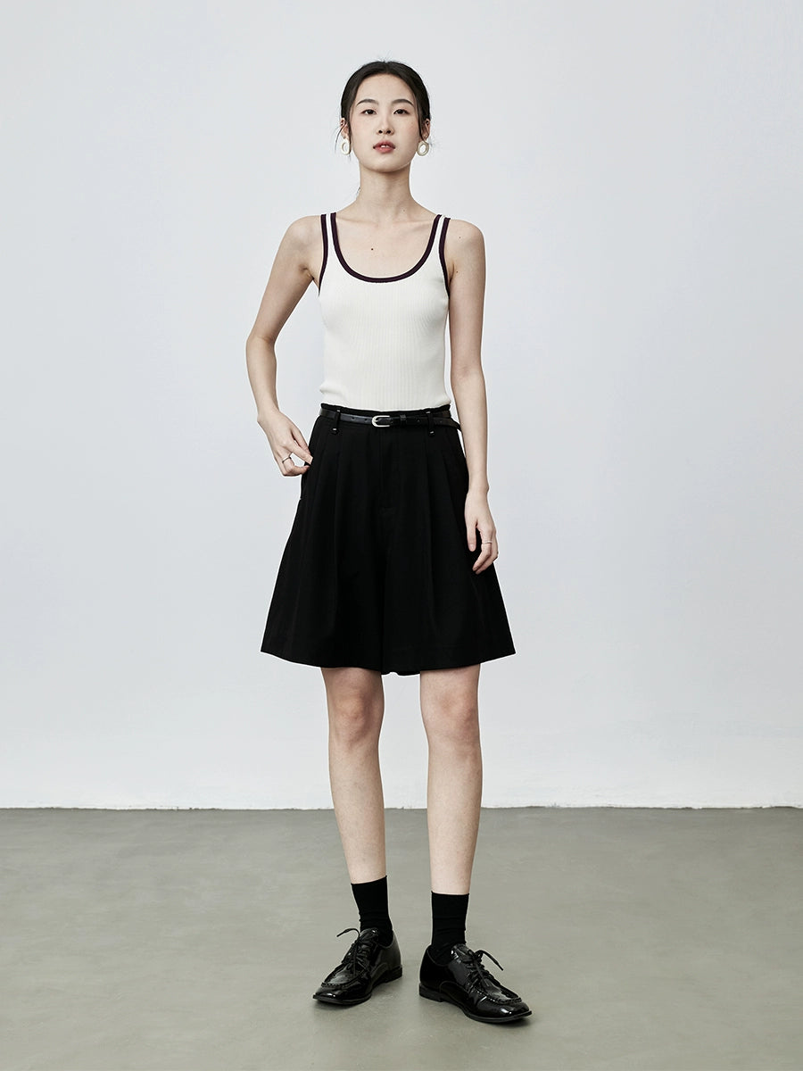 Chaleco con tirantes pequeños en color contrastante de CAREMIND, prenda exterior antiluz de seda de cáñamo de verano para mujer, top en forma de I