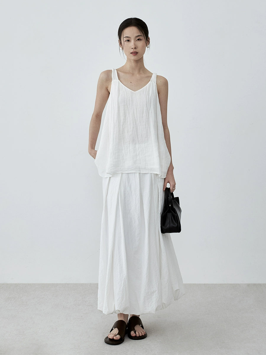 Gilet ample à texture niche CAREMIND en Tencel à quatre couleurs avec haut à bretelles torsadées