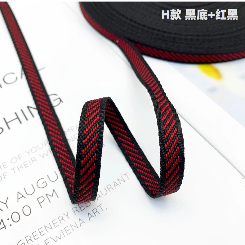 3854 Tira lateral de cinta jacquard de sarga de color de 1 cm para accesorios de ropa, tira de prensado de bordes, tira de ribete para textiles del hogar