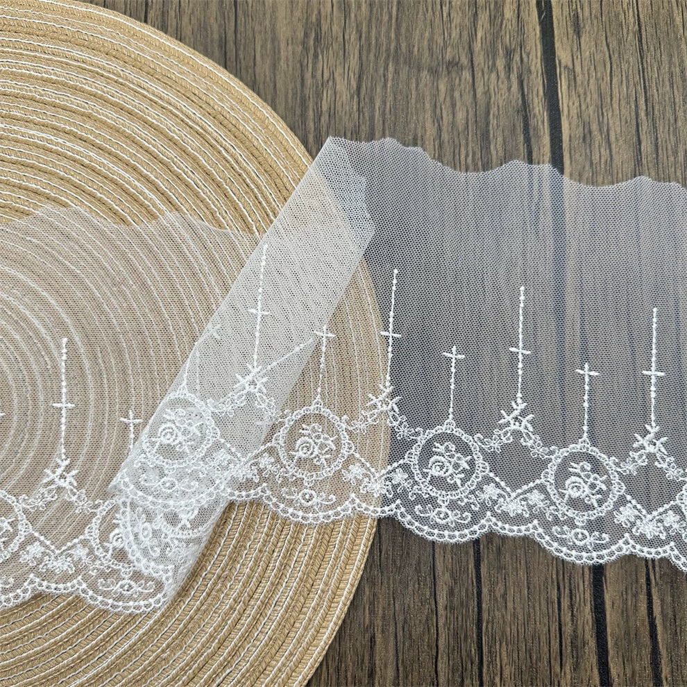 3812 Encaje blanco PT hilo malla bordado encaje accesorios falda vestido de novia cortinas DIY accesorios decorativos de ropa