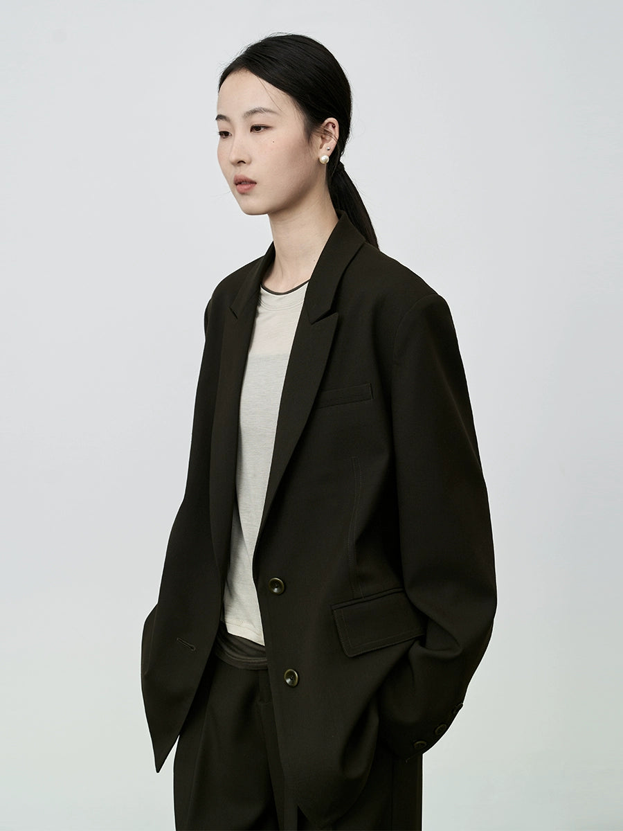 CAREMIND otoño nuevo blazer para mujer diseño de viajero senior sentido nicho traje café