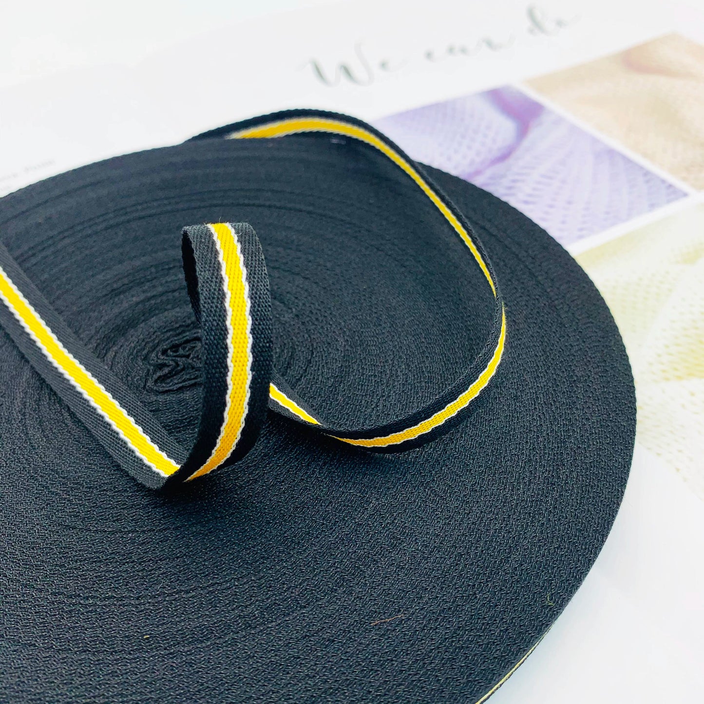 Cinta de ribete de 1 cm con rayas de colores intercolor, tira de presión para bordes de ropa, cinta de jacquard, accesorios para ropa, 3864